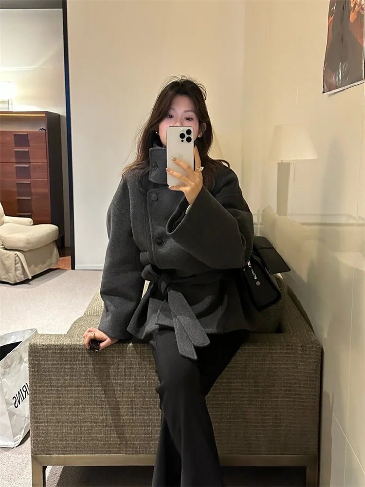 SOERA Charlene High Collar Coat - Jackets - uc1762345864136501509 Dark Gray M