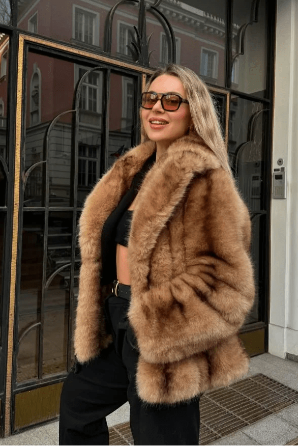 SOERA Fiona Faux Fur Coat - Jackets - Brown XL