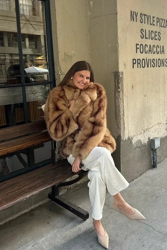 SOERA Fiona Faux Fur Coat - Jackets - px1761302825923431027 Brown L