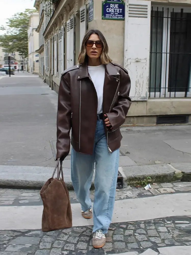 SOERA Jackie Zip - Up Lapel Jacket - Jackets - Brown M