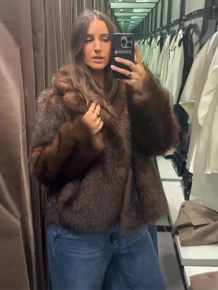 SOERA Jenny Reversible Faux Fur Leather Jacket - Jackets - 3256809615252454-;LD1764003585260122778 Dark Brown S