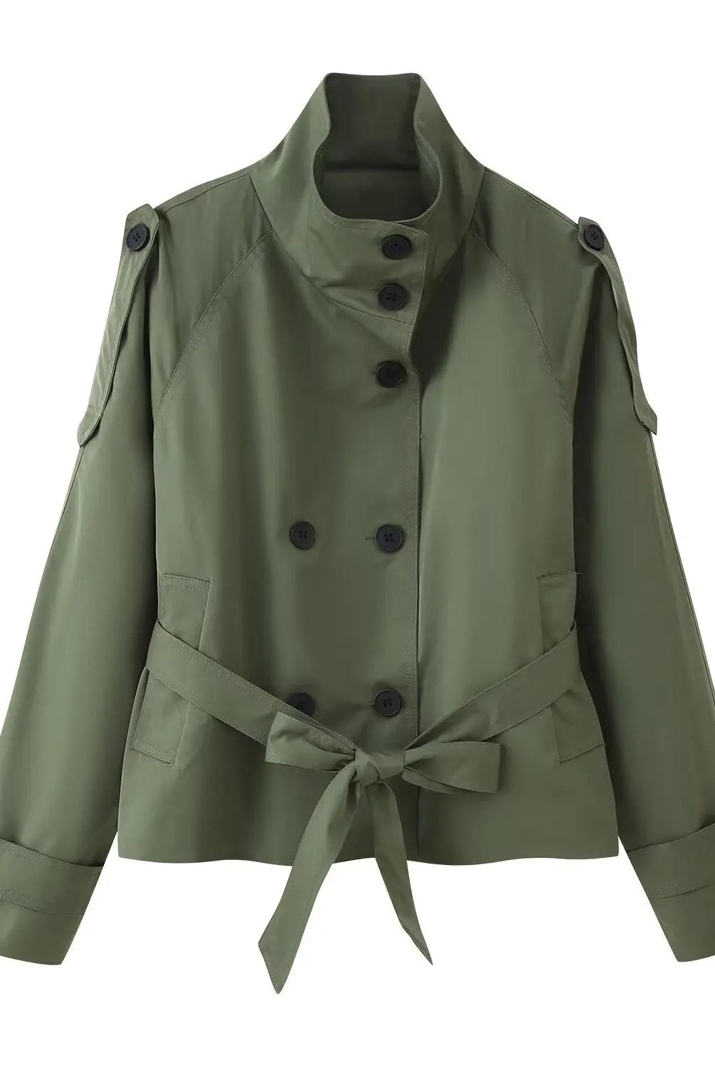 SOERA Kara Stand Collar Belted Crop Trenchcoat - Jackets - 1005009693239722-;FU1771494648622916014 Apricot XS