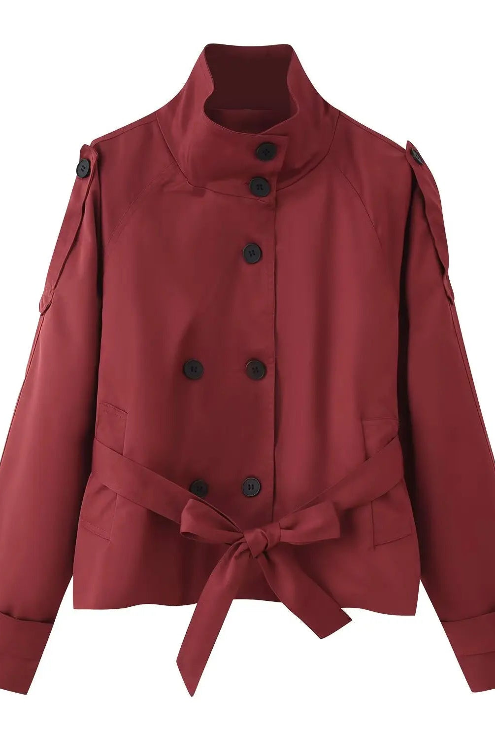 SOERA Kara Stand Collar Belted Crop Trenchcoat - Jackets - 1005009693239722-;FU1771494648622916014 Apricot XS