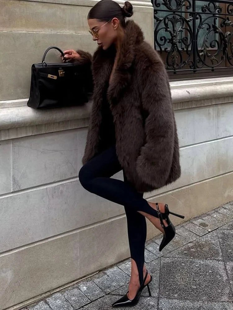 SOERA Lena Oversized Faux Fur Coat - Jackets - 3256810183956552-;qt1766488746367596965 Dark Brown XS