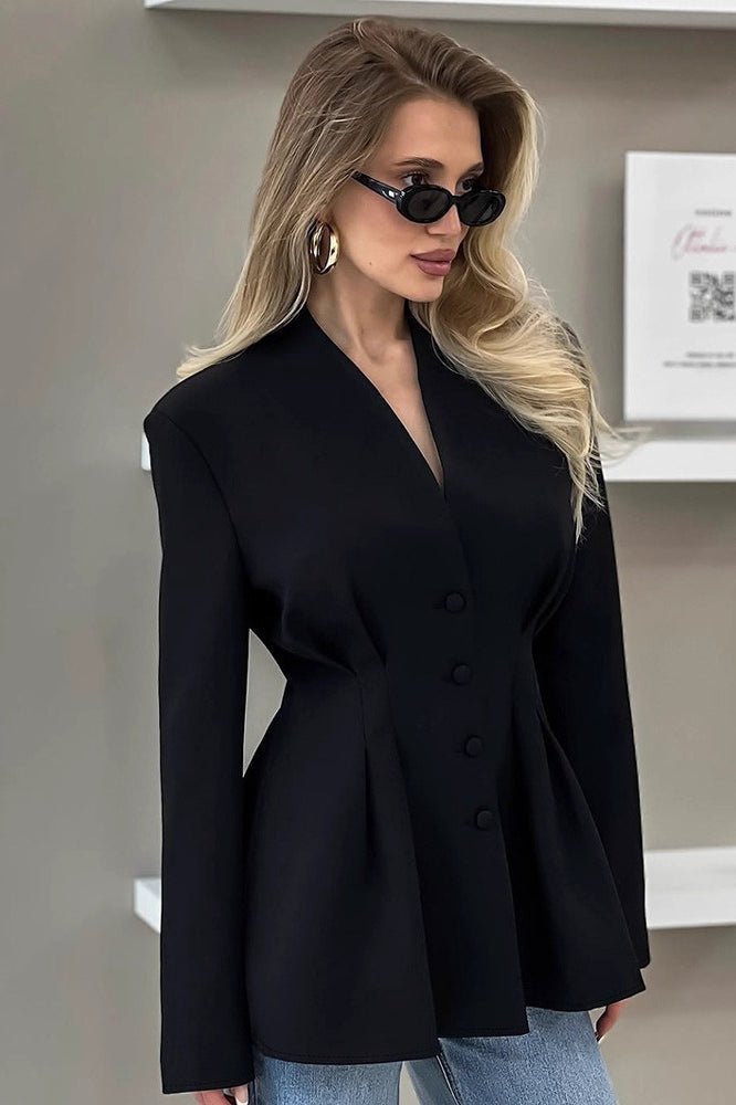 SOERA Margarita Pleated Blazer - Jackets - vB1770276357227100575 Black M