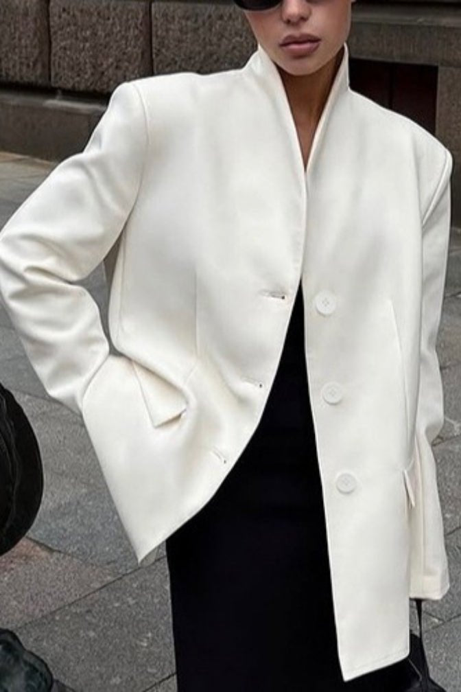 SOERA Roxie Stand Collar Blazer - Jackets - Xj1770276357223956347 White L