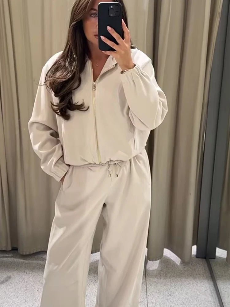 SOERA Amirah Hooded Tracksuit Set - Matching Sets - Set Beige