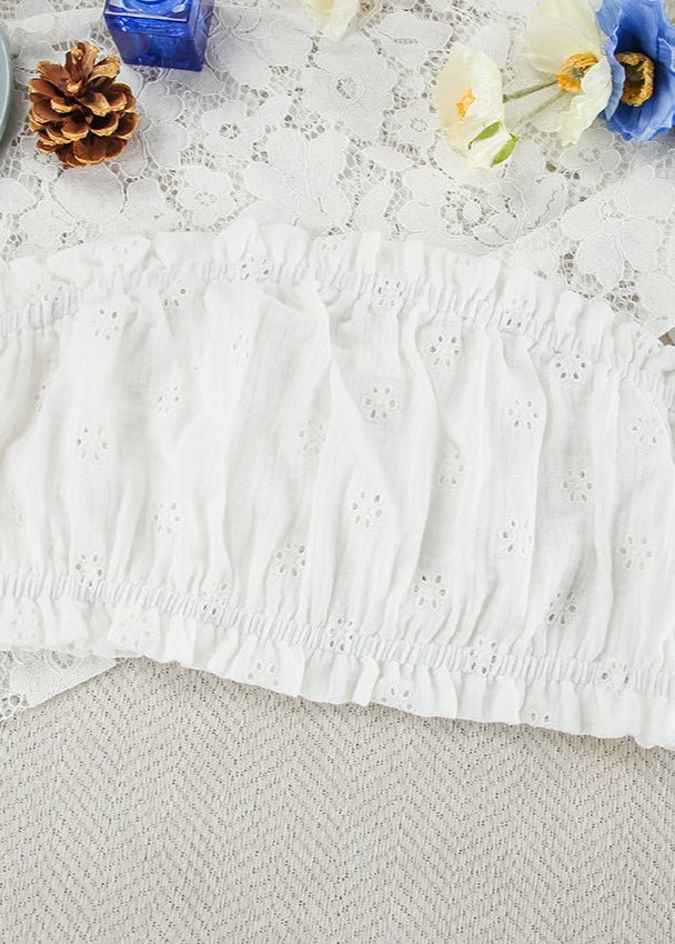 SOERA Beatrice Eyelet Ruffle Shorts Set - Matching Sets - White 3 Piece Set M