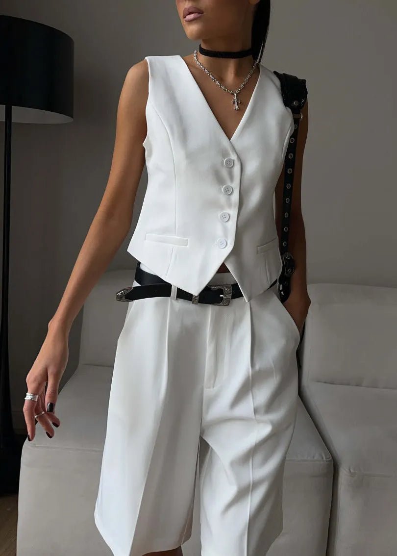 SOERA Bianca Tailored Vest & Bermuda Shorts Set - Matching Sets - White L