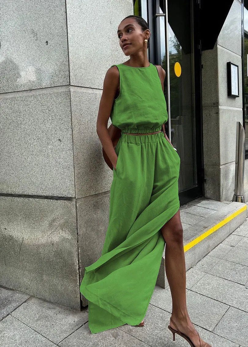 SOERA Celeste Wide - Leg Palazzo Set - Matching Sets - Green S