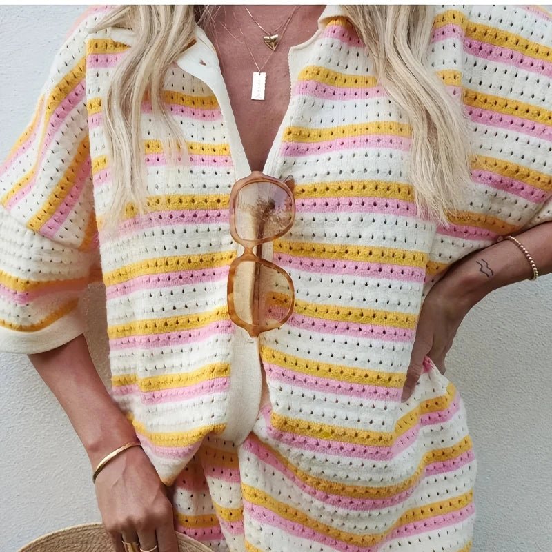 SOERA Neva Striped Knit Two - Piece Set - Matching Sets - Mixed Color M