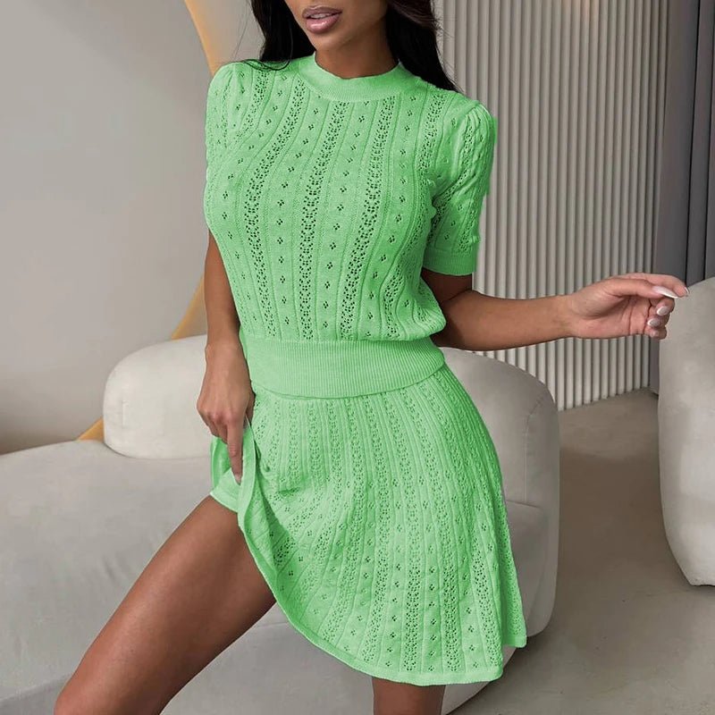 SOERA Everly Hollow Knit Two - Piece Set - Set - Green XS
