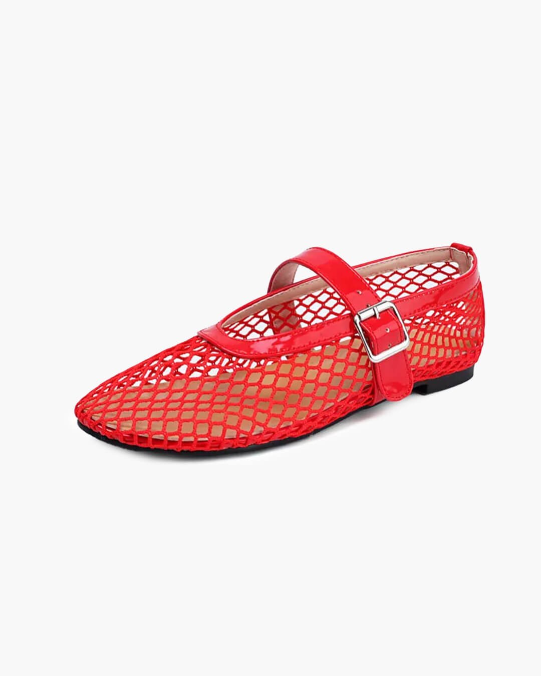 SOERA Bianca Buckled Mesh Ballet Flats - Shoes - Silver 36