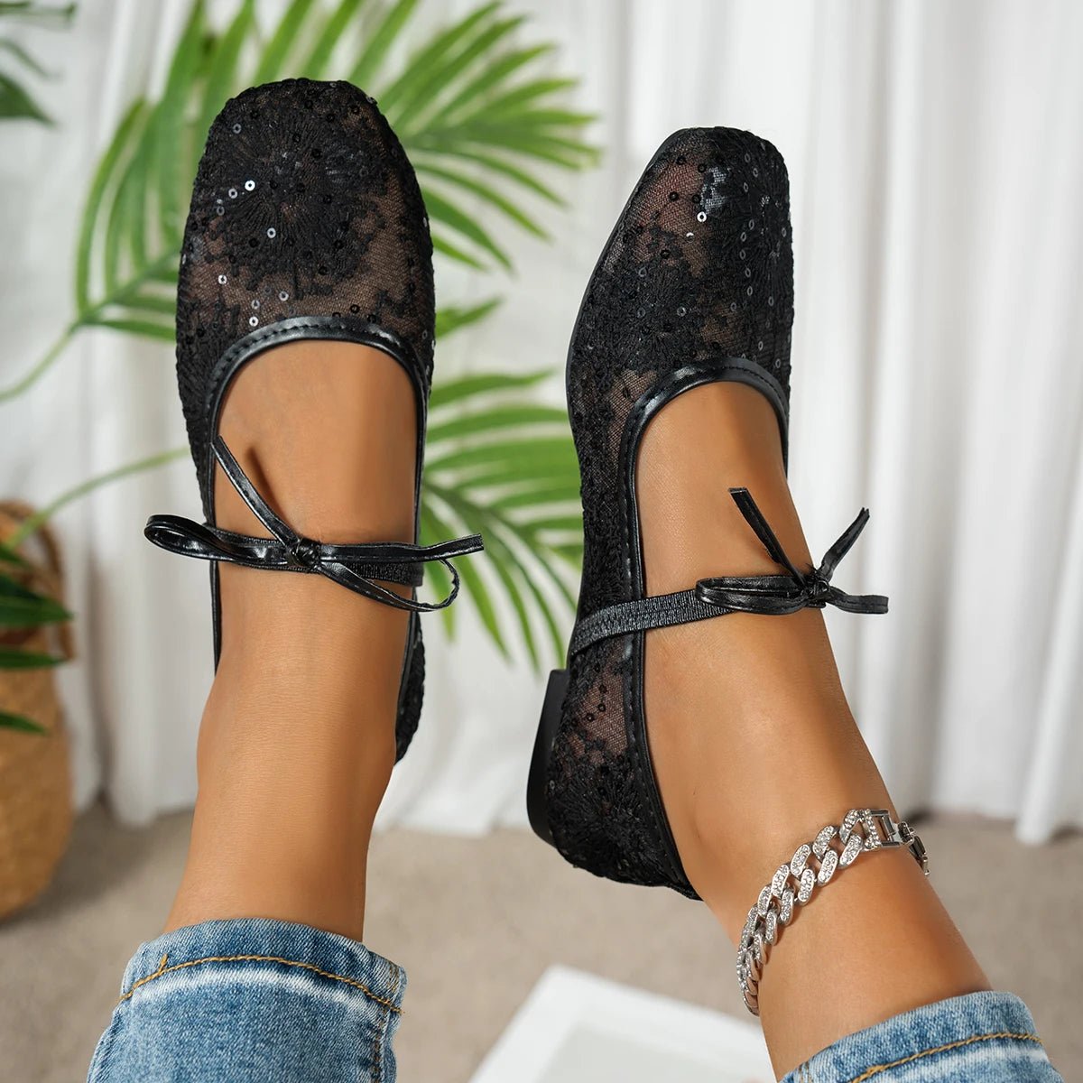 SOERA Joan Mesh Ballet Flats - Shoes - 1005009534032212-;hn1769140532723667971 Black 36