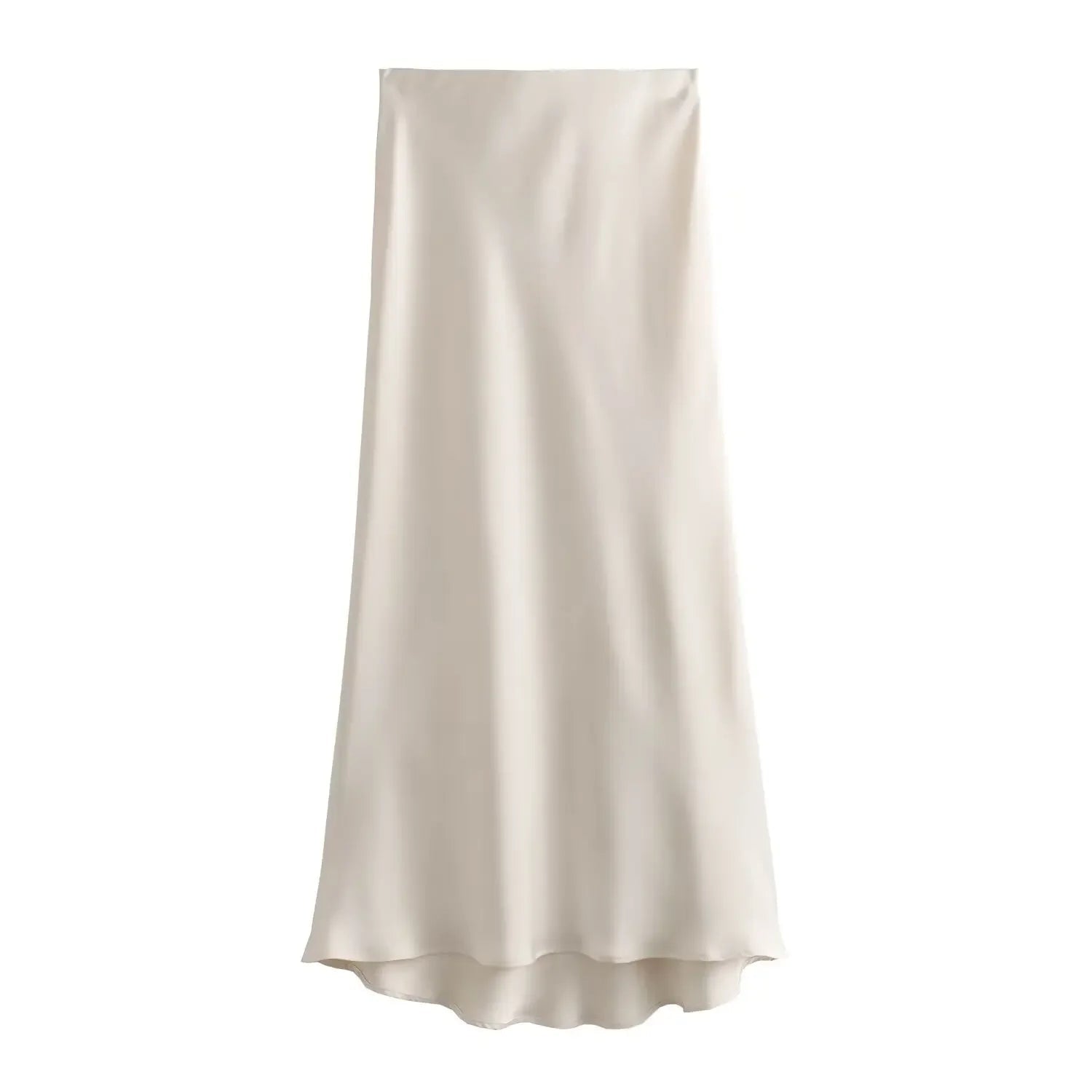 SOERA Anais High Waist Black Satin Midi Skirt - Skirt - Beige XS