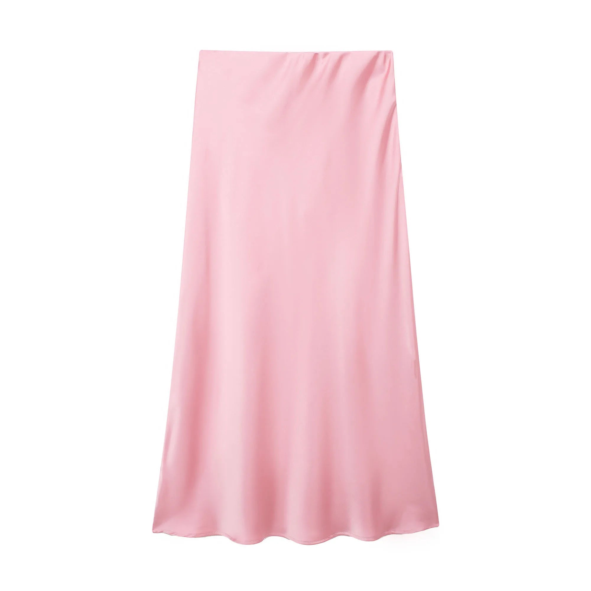 SOERA Anais High Waist Black Satin Midi Skirt - Skirt - Pink XS