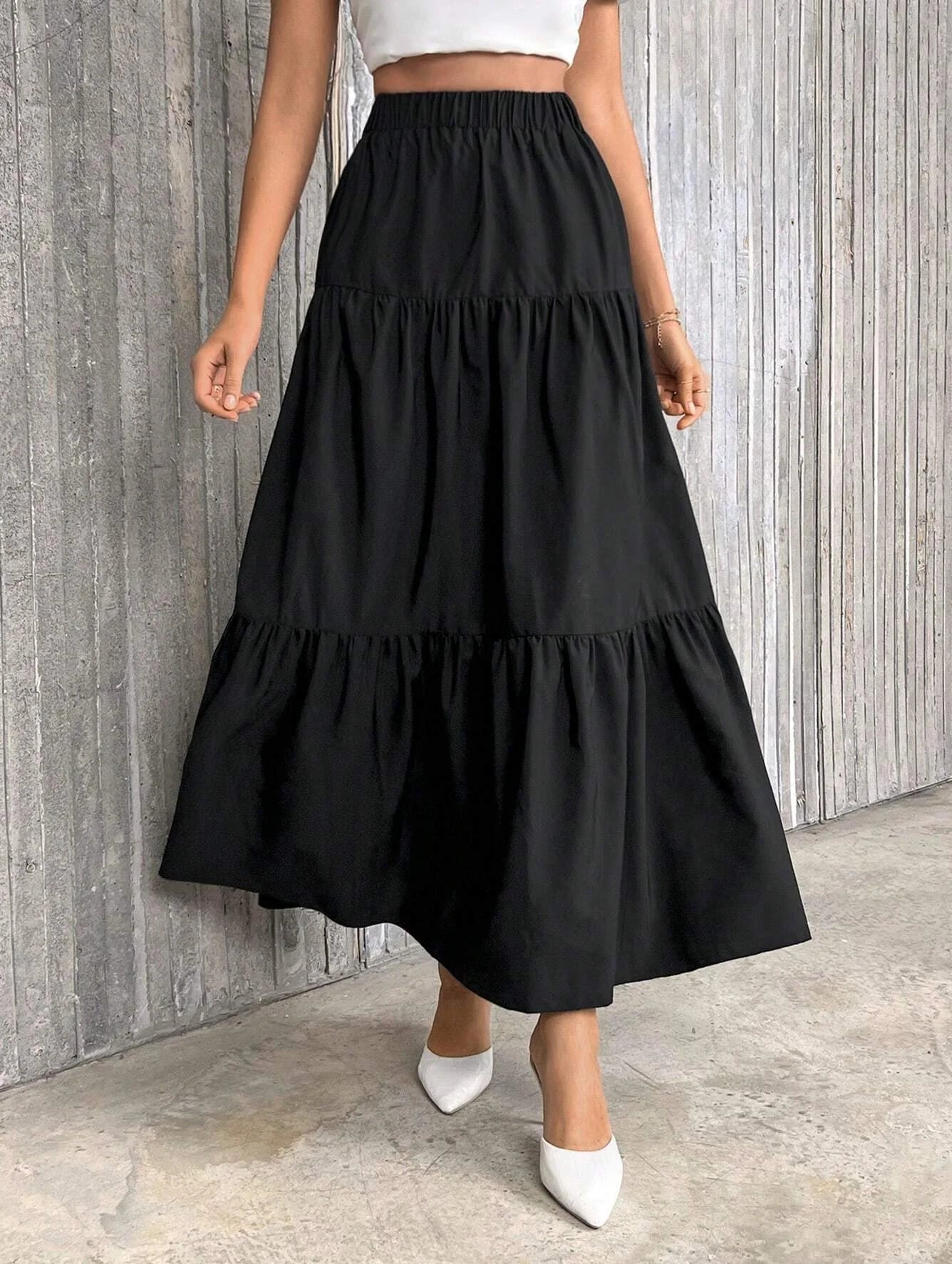 SOERA Idalia High Waist Flounce Hem A - Line Skirt - Skirt - Black M