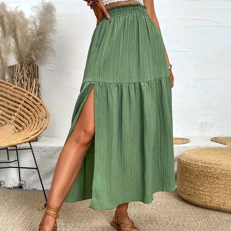 SOERA Maia Bohemian Midi Ruffle Skirt - Skirt - Olive L