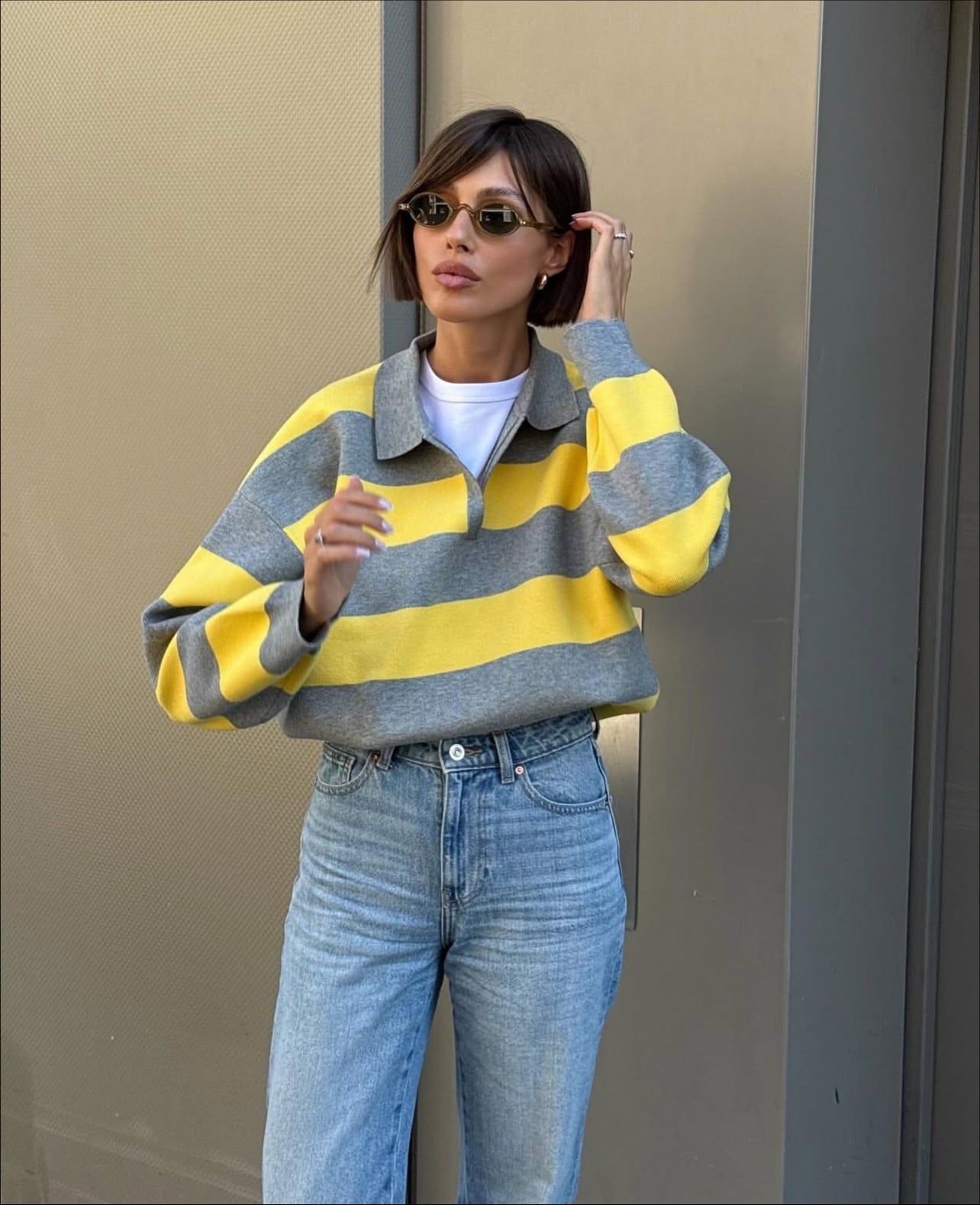 SOERA Una Striped Knitted V - Neck Pullover - Sweater - S
