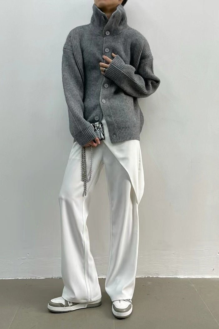 SOERA Donna Ribbed Funnel Neck Cardigan - Sweaters & Cardigans - qb1770276357232342107 Grey One Size