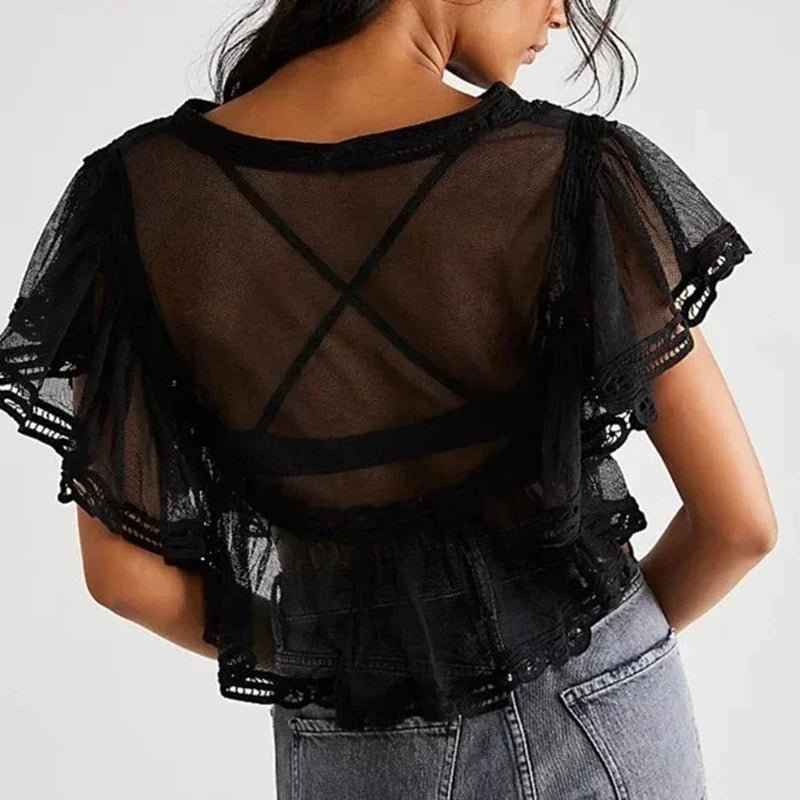 SOERA Genevra Sheer Chiffon Blouse - Tops - White S