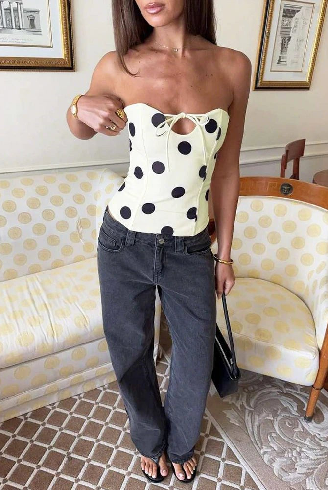 SOERA Jaida Polka Dot Strapless Top - Tops - 1005011564685793-;WK1771345061528080116 L