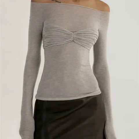 SOERA Sara Mesh Sheer Off - Shoulder Top - Tops - 1287724_T8WI9Q2 grey S