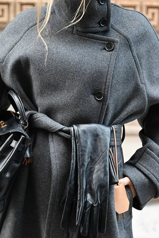 SOERA Claudine Long Belted High Collar Coat - Women's Coats & Jackets - Rk1762239701861524156 Grey S