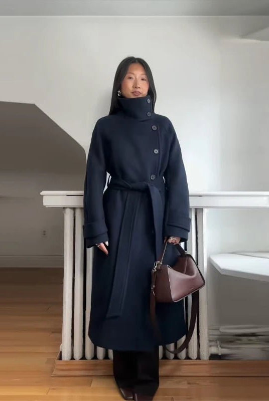 SOERA Claudine Long Belted High Collar Coat - Women's Coats & Jackets - YU1762239701861157151 Black S