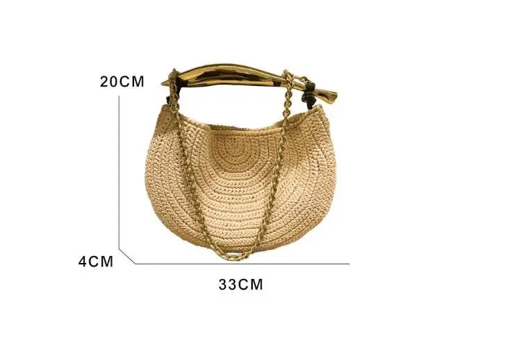 SOERA Sophia Sequined Straw Shoulder Bag - Bag - Beige