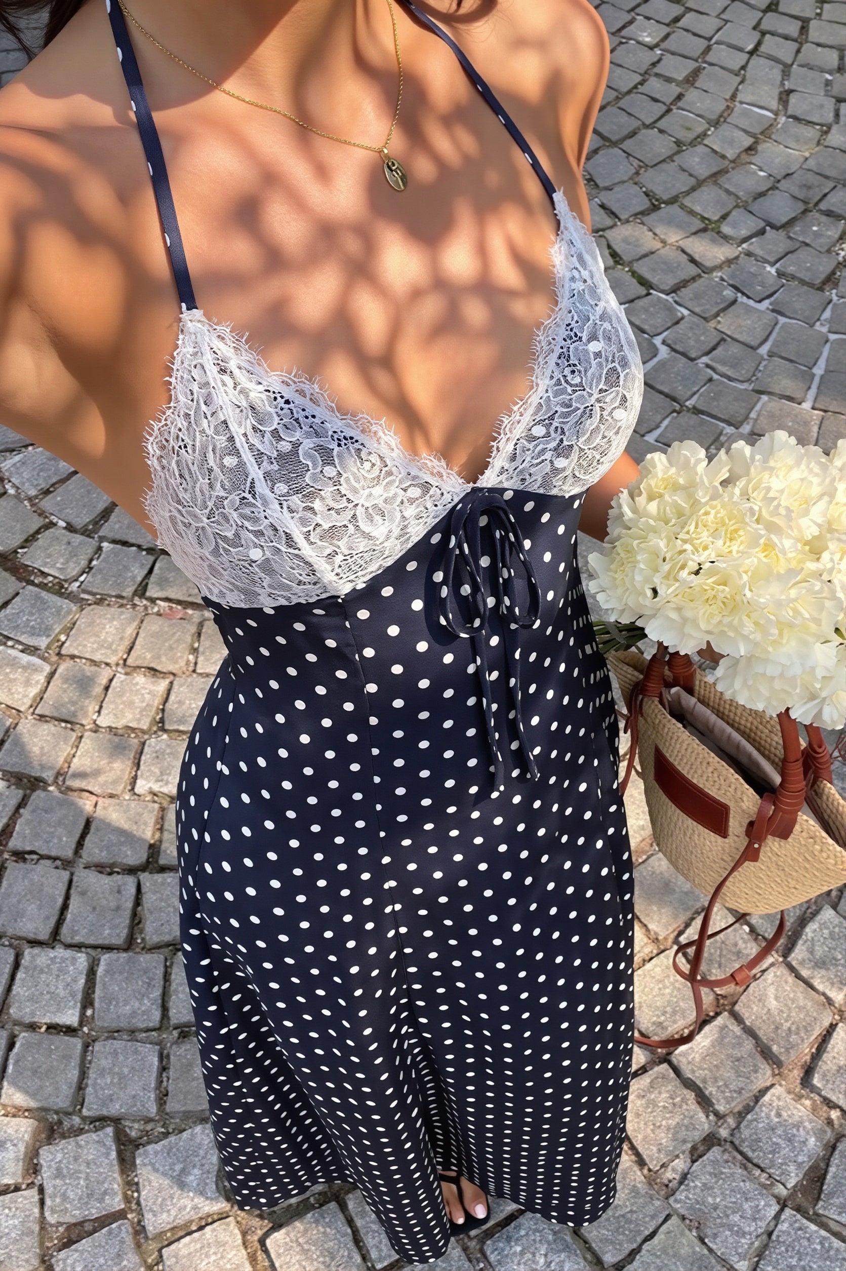 Aiwilda Polka Dot Halter Maxi Dress