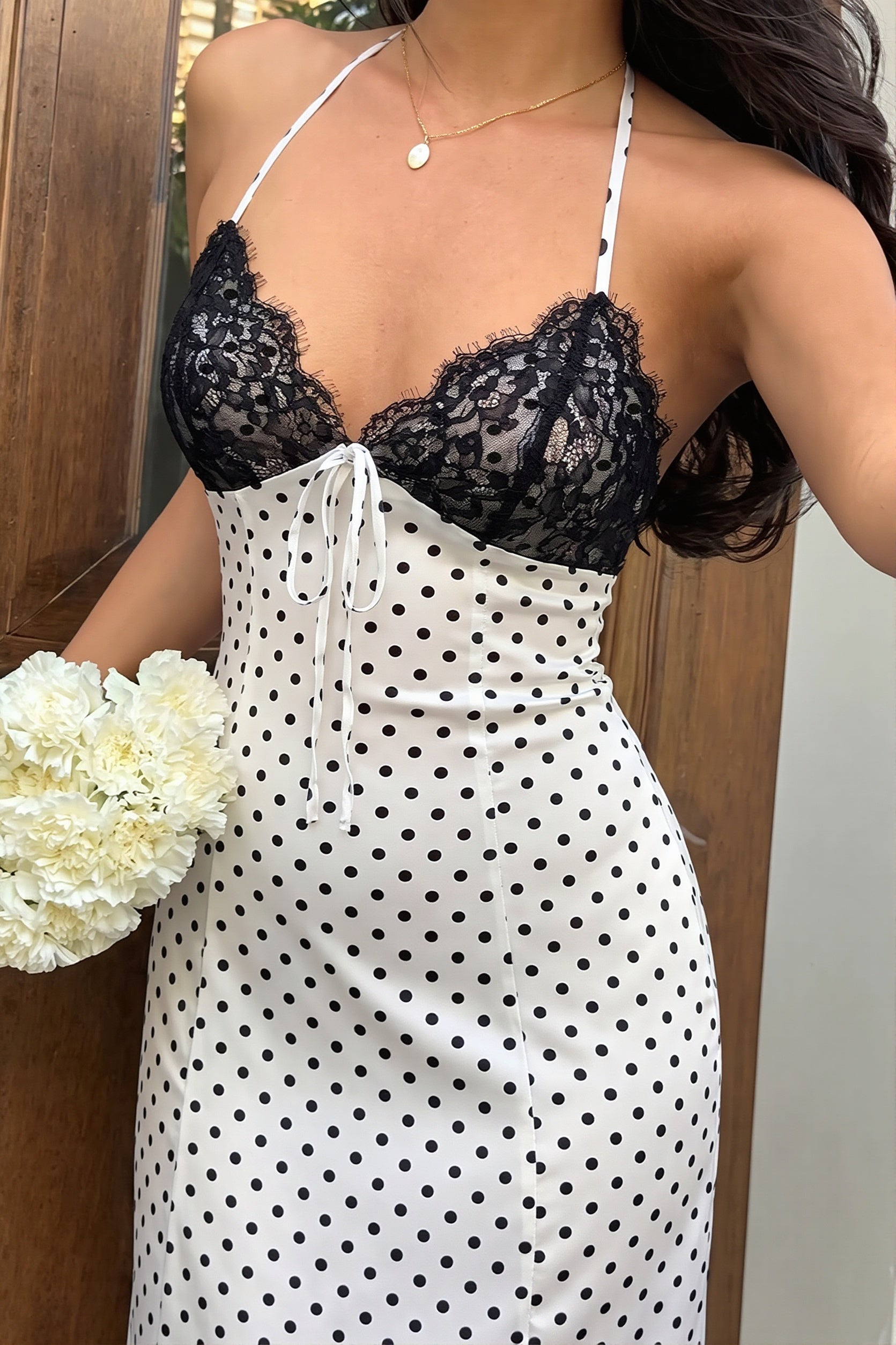 Aiwilda Polka Dot Halter Maxi Dress