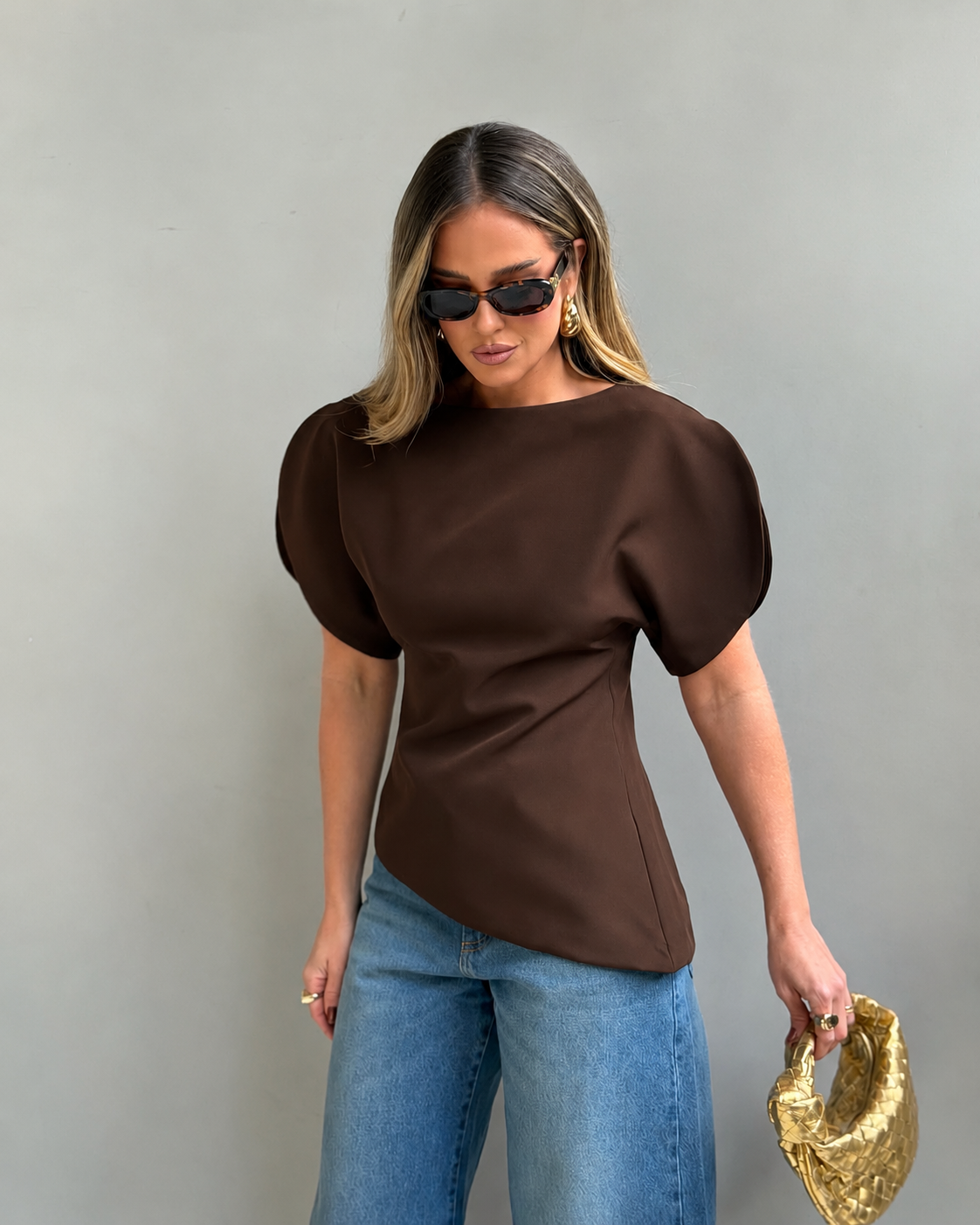 Sienna tricot top met ballonmouwen