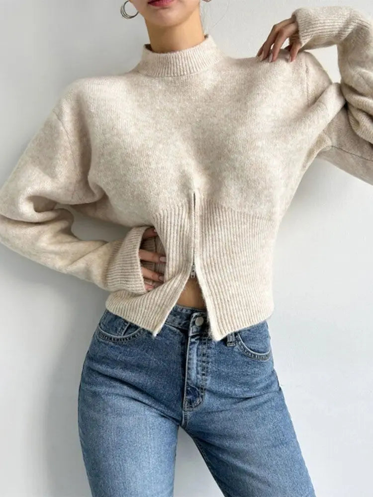 Elegant Women's Hoodie - Warm Knitted Round Neck Long Sleeve Sweatshirt 1