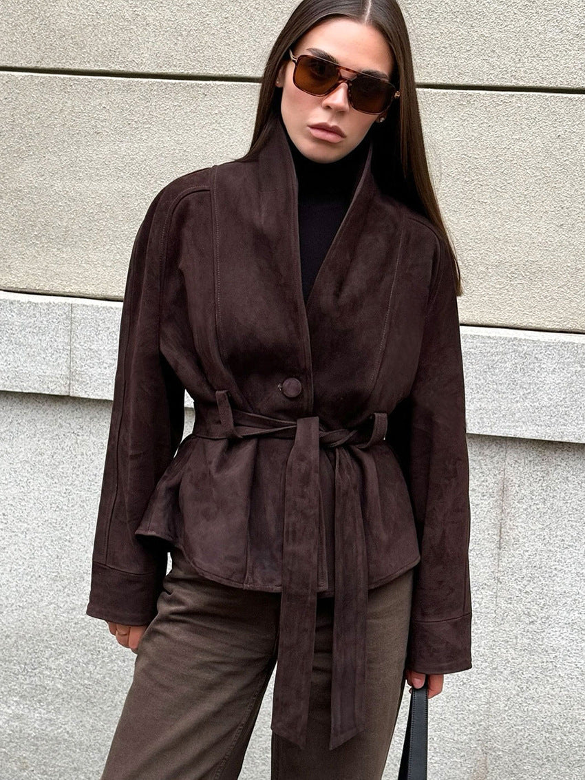 Teresa suède trenchcoat met ceintuur
