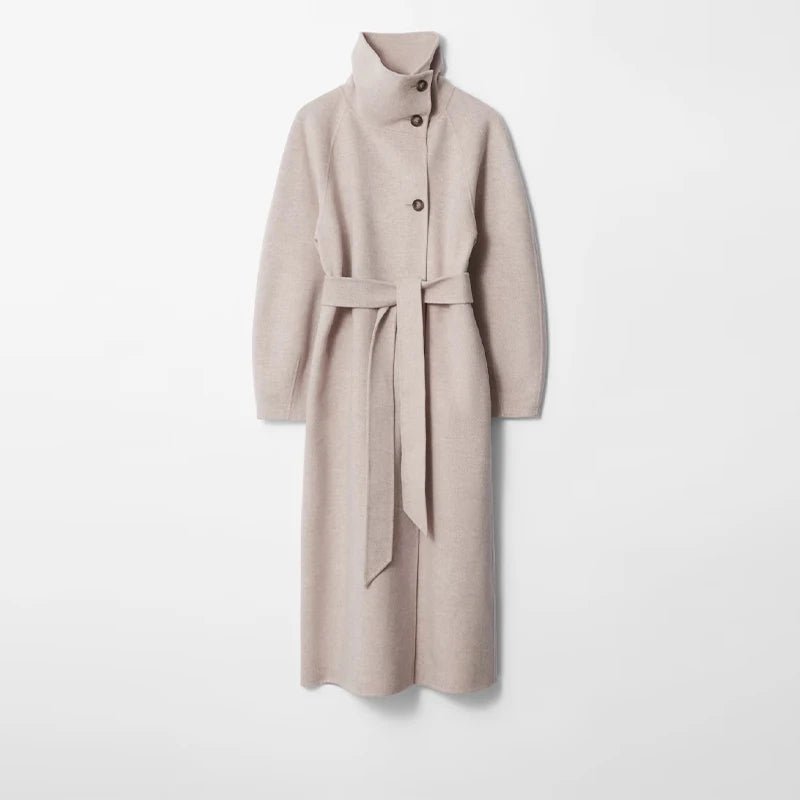 Meryl Stand Up Collar Belted Long Coat 6