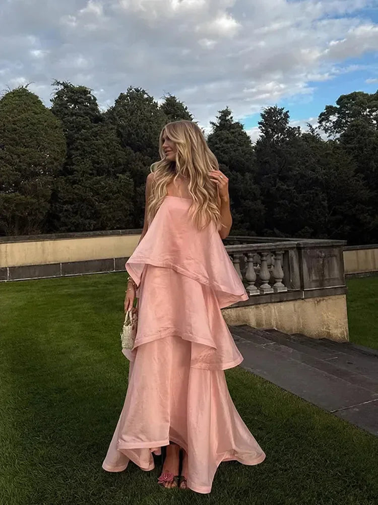 Robe longue Iris à volants superposés