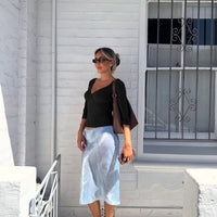Sofia T-shirt met diepe V en midi-mouw