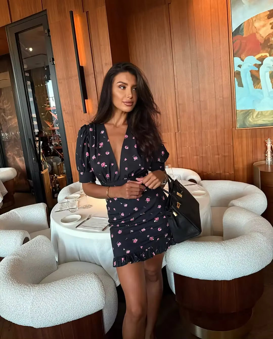 Bianca bloemen mini-jurk