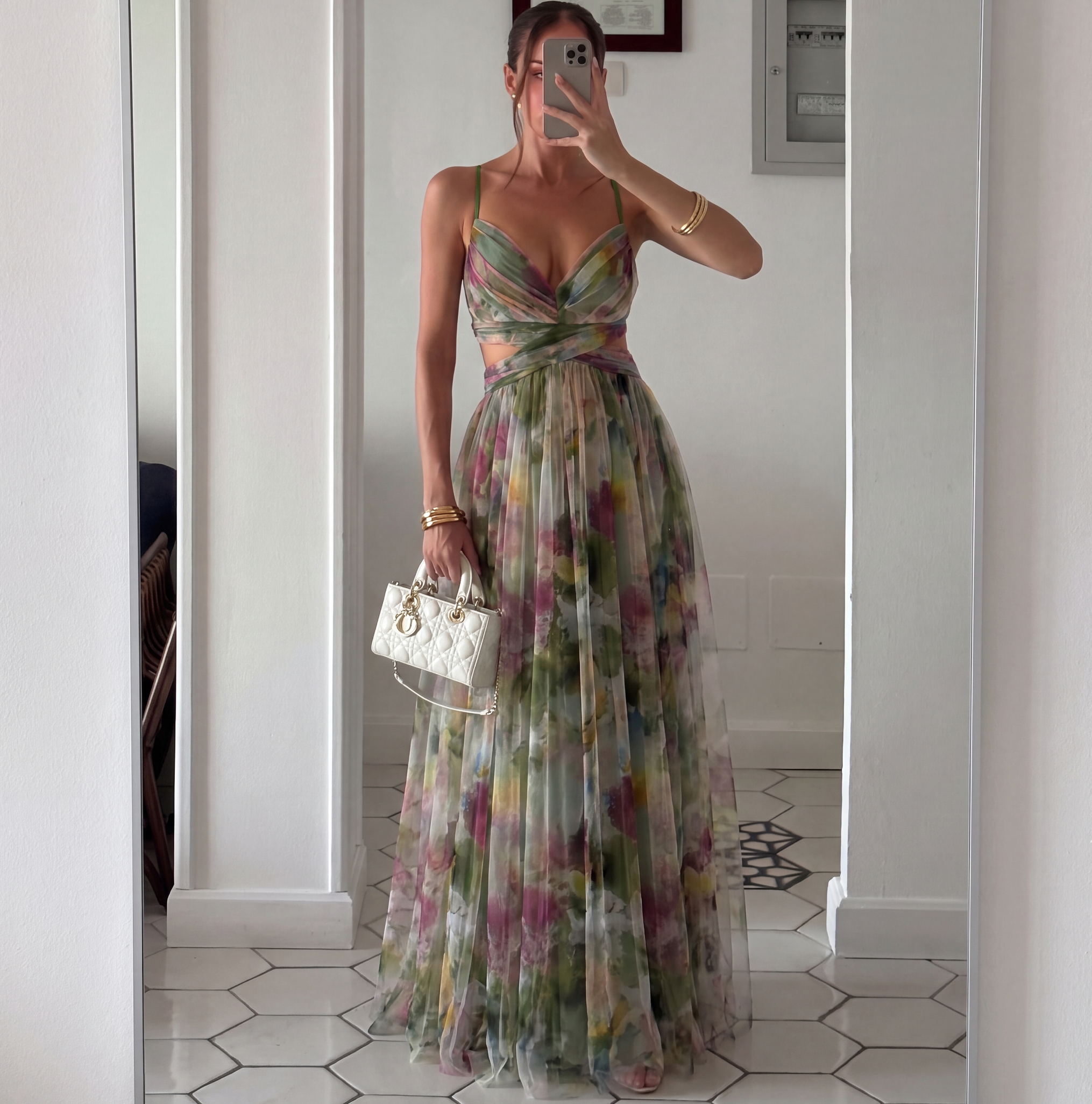 Emma bloemen maxi-jurk