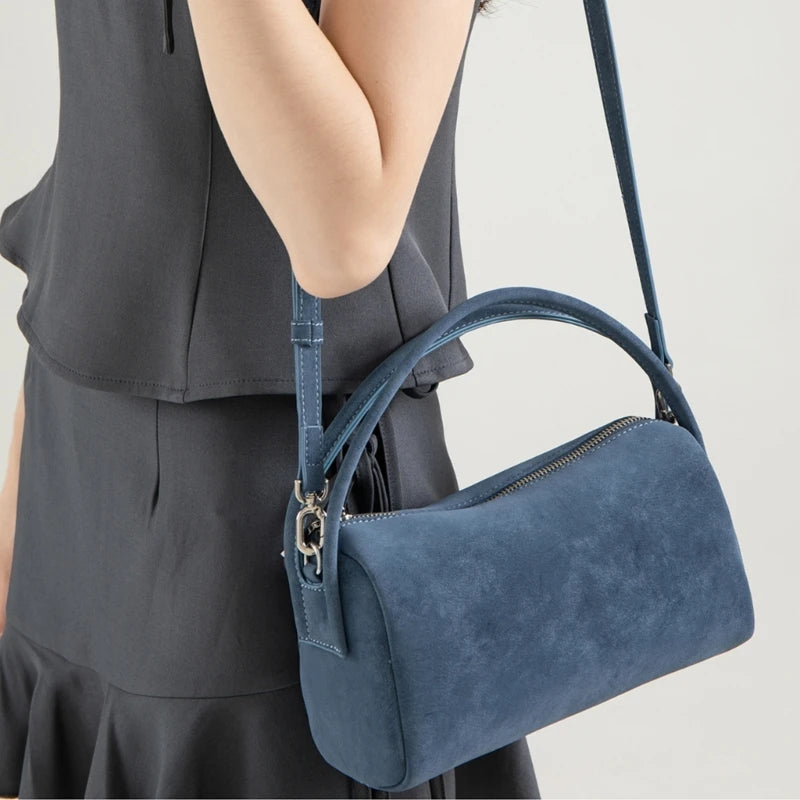 Stijlvolle suède schoudertas - crossbody met meerdere vakken voor dames, perfect voor werk en reizen
