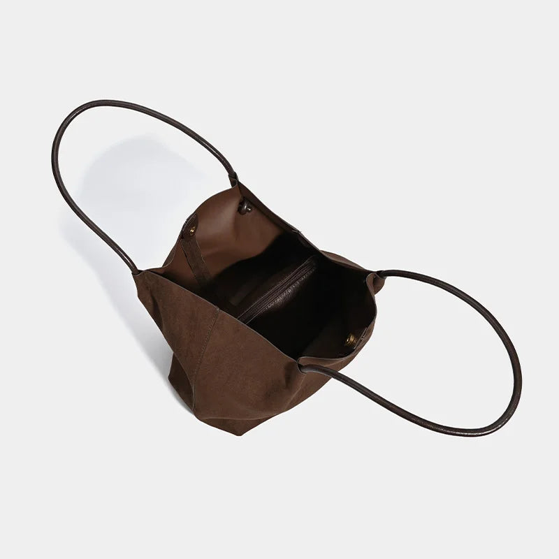 Women's Retro Suede Tote Bag - Spacious Casual Luxury with Soft Handle 3