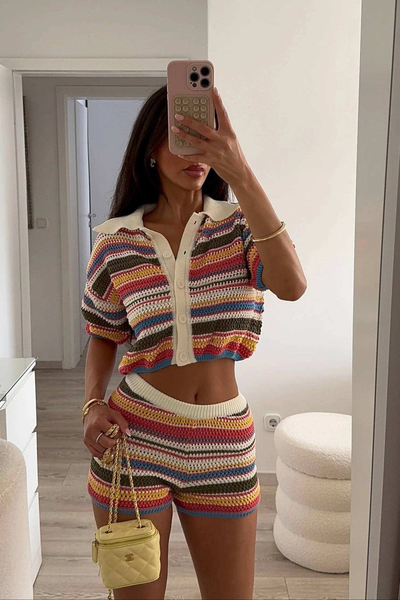 Sophie gestreept gehaakt co-ord set