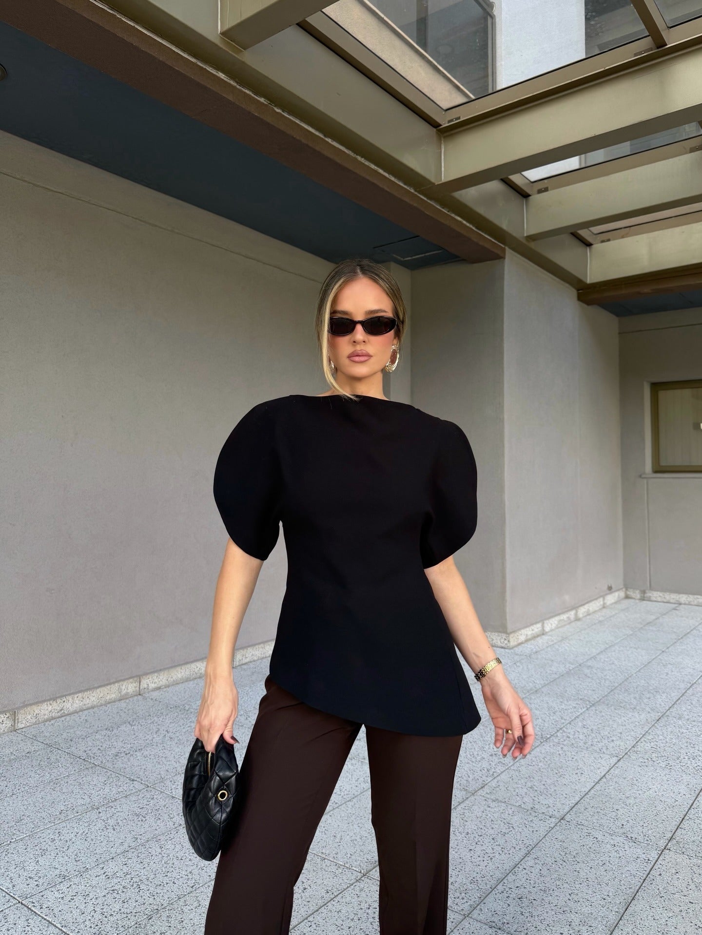 Sienna tricot top met ballonmouwen