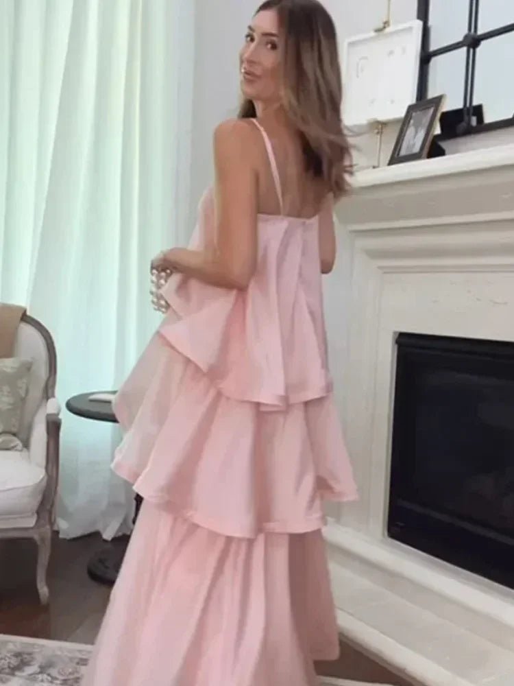 SOERA Iris Layered Ruffle Maxi Dress - Dress -  Pink S