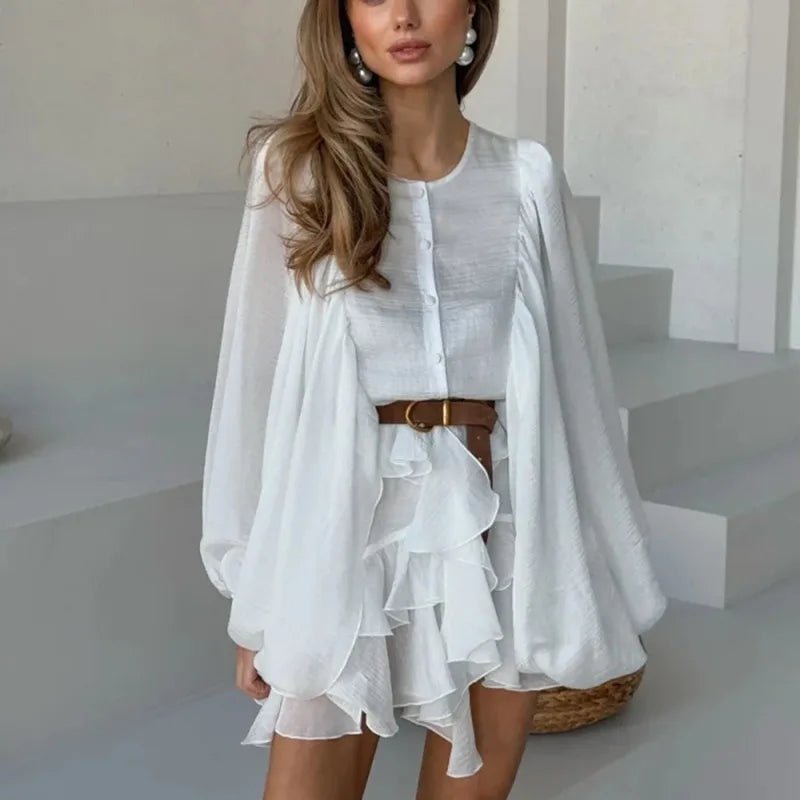 SOERA Marianna Pleated Ruffle Mini Dress - Dress -  White XS