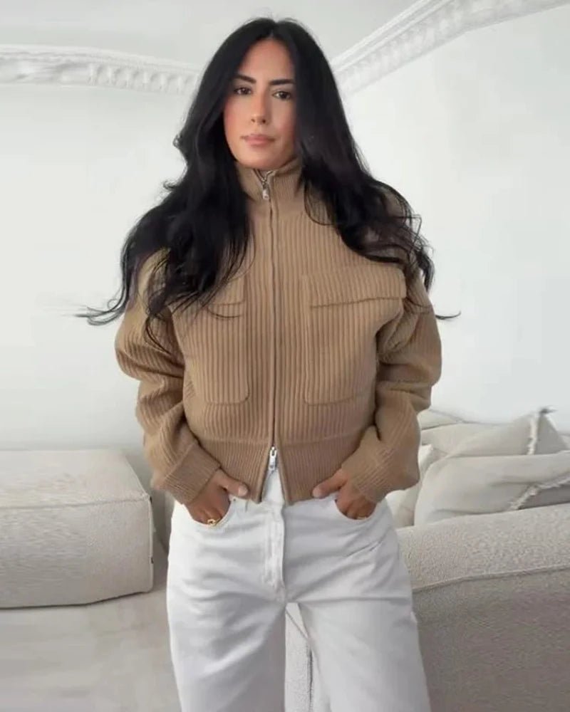 SOERA Nadia Ribbed Knit Cardigan - Cardigan - SOERA-906691-PIC-L-44195 Brown L