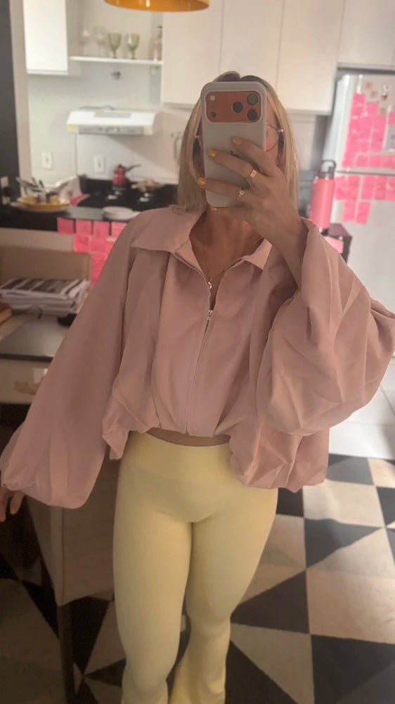 SOERA Sandra Cropped Balloon Sleeve Jacket - Jacket - SOERA-133763-PIN-L-09795 Pink L