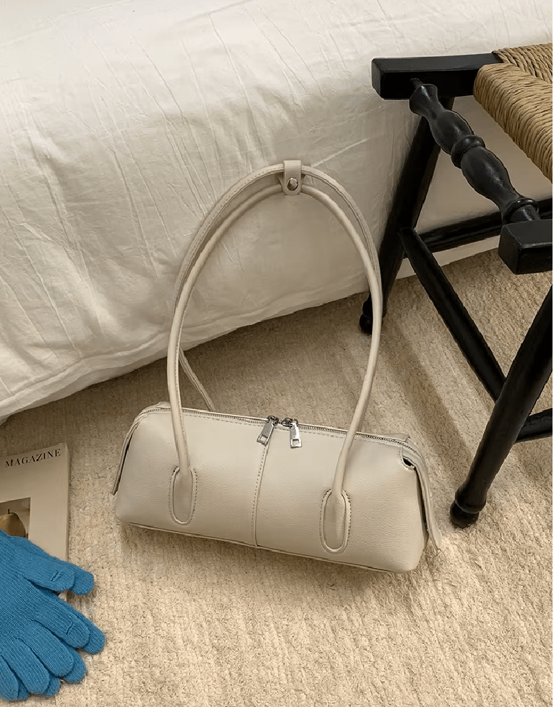 SOERA Julie Cylindrical Leather Shoulder Bag - Bag - SOERA-050115-WHI-OS-66467 White