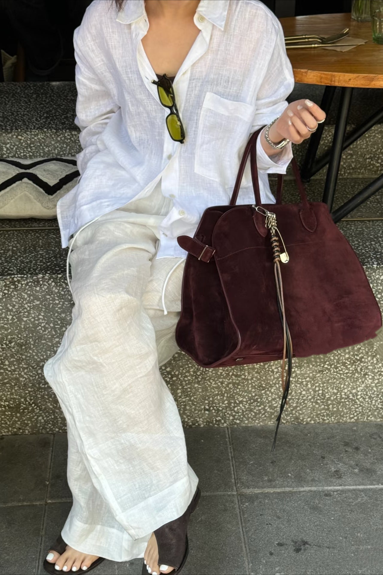 SOERA Beatrice Linen Loose Fit Long Sleeve Blouse - Blouse -  White S